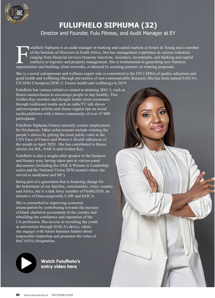 I am so thrilled to share some exciting news with you, I’ve been selected as one of the @Saica_ca_sa top 35 under 35 finalists.
I’m honoured to be recognised alongside other trailblazers & change makers who are impacting the world  in a great way.
#saica #top35u35