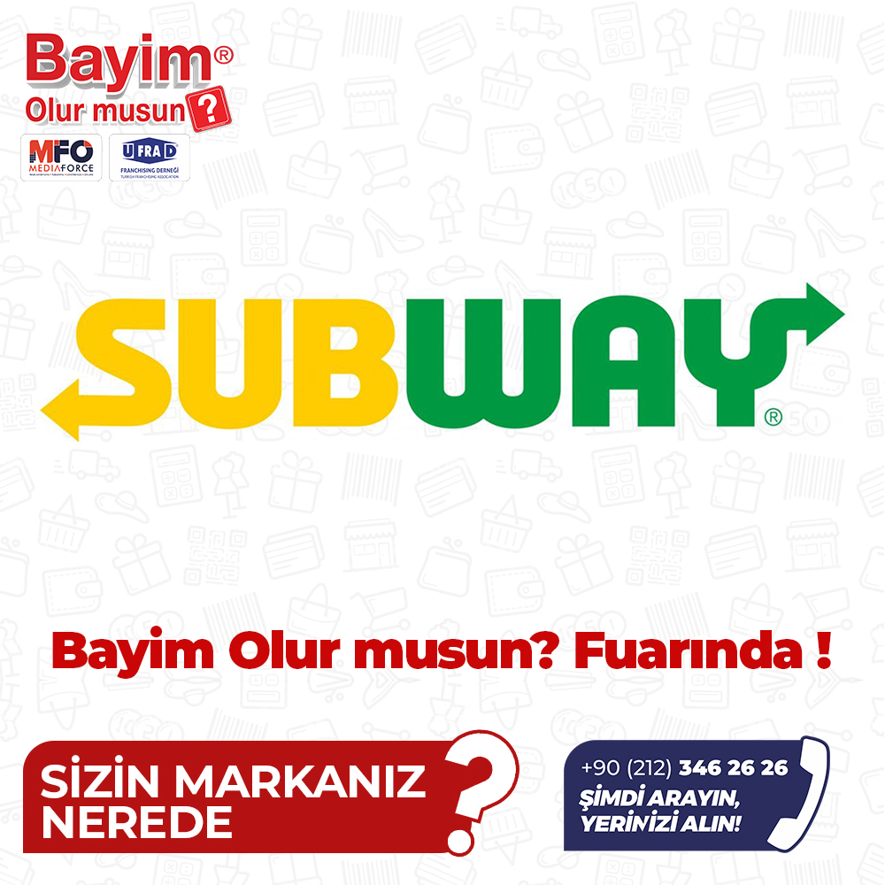 Bayim_Olurmusun's tweet photo. Subway Bayim Olur musun? Fuarında!
@subwayturkiye
Sizin Markanız Nerede?
"Siz de Hemen Yerinizi Alın"
Stantlı Katılım İçin :
https://t.co/VVPTBSpyZG
#bayimolurmusun #dijital #yatırımcı #girişim #girişimci #marka #fırsat #yatırım #bayilik #franchise #franchising #sandvic #cafe https://t.co/kpBPhxpMbl
