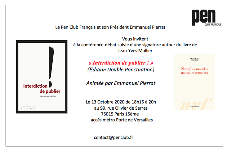 EcrivainsPaix's tweet photo. Retenez la date :
Conférence-débat sur la liberté d’expression :
#Mollier #Censure #Pierrat #PenClub #LiberteDexpression https://t.co/3rafre6bd7