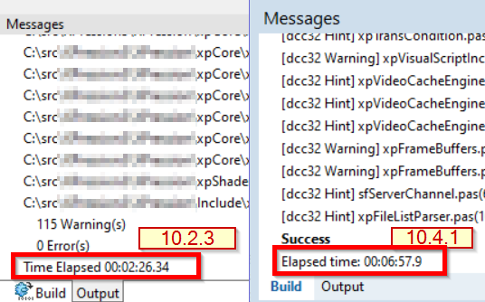 brian_ford's tweet photo. @marcocantu Still too slow to upgrade from 10.2..  Compile time goes from 2:26 up to almost 7 minutes. https://t.co/Afnv1qpS0F