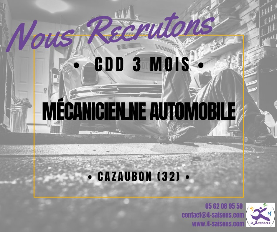 👩‍🔧OFFRE D'EMPLOI 👨‍🔧
Nous recherchons pour l'un.e de nos adhérent.e.s un.e mécanicien.ne automobile à Cazaubon. Vous avez le profil ? Plus d'infos sur l'offre et possibilité de postuler en ligne : bit.ly/3jMGAvX
#job #recrutement #gers #cazaubon #mecanicien