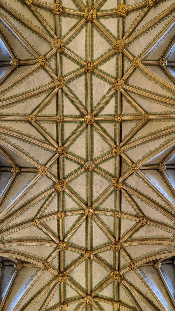 The ceilings in Tewkesbury Abbey are incredible. The huge roof bosses along the centre of the nave tell the story of the life of the Virgin Mary, and the addition of angels over the nave (instead of just the chancel) was unprecedented, and made a bold theological statement.