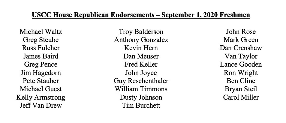 NeilBradleyDC's tweet photo. Also, @USChamber just endorsed 29 freshmen Rs who are up for re-election. That is over 90% of freshmen R class. #notpartisan https://t.co/6WtKHE1sGz