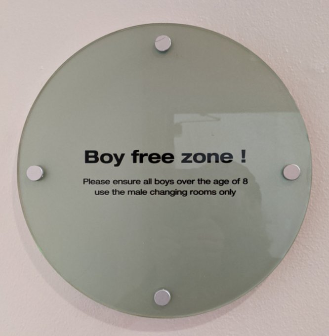 Boy free zone sign at gym.