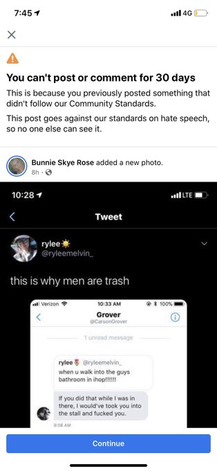 Facebook wants to block me for brining light on CARSON GROVERS nasty antics. Fuck Facebook and fuck Carson
