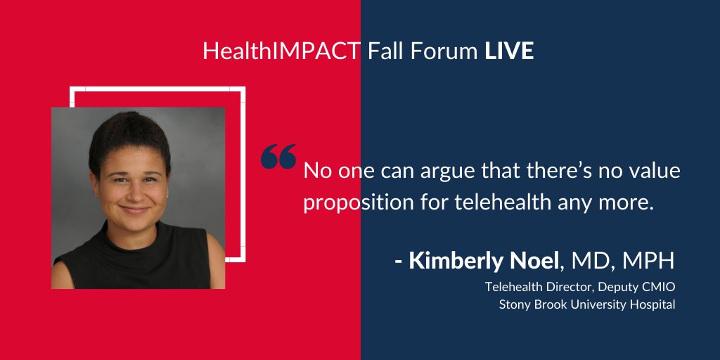 Join Kimberly Noel, Telehealth Director, Deputy CMIO at
Stony Brook University Hospital for our Fall Forum LIVE event on how to rebuild a better, stronger, and more equitable healthcare system.

Learn more at ecs.page.link/L2vNQ
#HealthImpact #Telehealth #futureofhealth