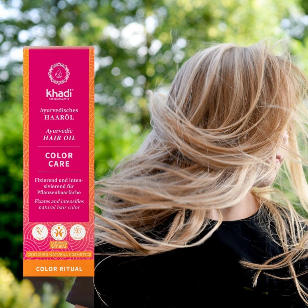 Care for your colour with our new Colour and Care Hair Oil 😍
Bursting full of Senna and Centella to protect your hair and Broccoli  🥦seed oil to provide intensive care 💚

#naturalhaircare #haircare #khadi #colourcare #naturalcolour #naturalhaircolour