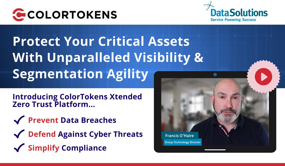 climbcs_ie's tweet photo. 🗣️ Meet the newest vendor to our Security portfolio, @ColorTokensInc !

Watch our latest video with DataSolutions' CTO, Francis O'Haire and learn all about what this leading vendor in the zero-trust, micro-segmentation market has to offer.

▶️ Watch @ https://t.co/AImg26VEWM https://t.co/chktJbk8R8