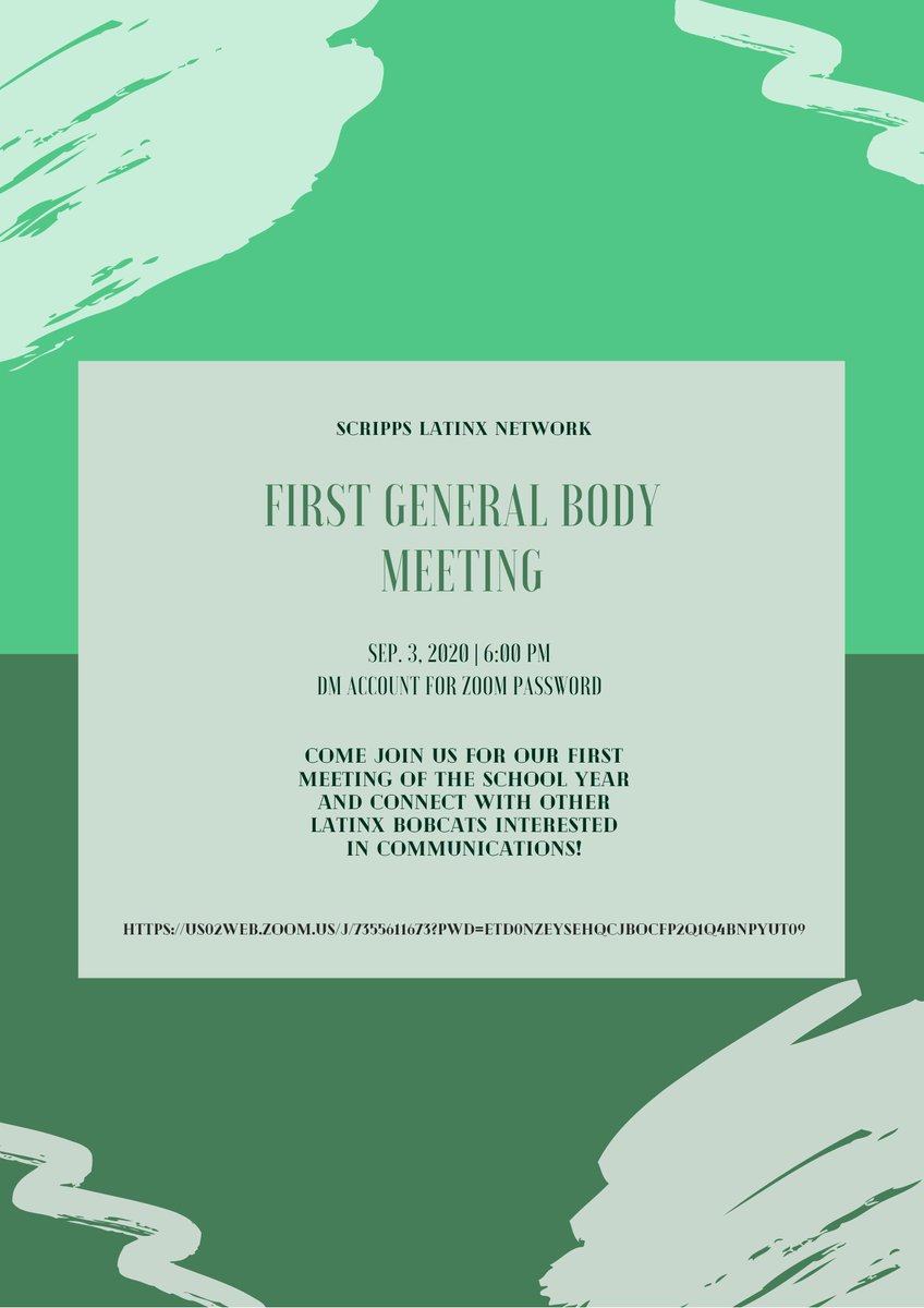 scrippslatnet's tweet photo. Come join us tonight for our First General Body Meeting of the school year! DM us if you want the passcode to the Zoom meeting!! https://t.co/aI0zoqec5Z