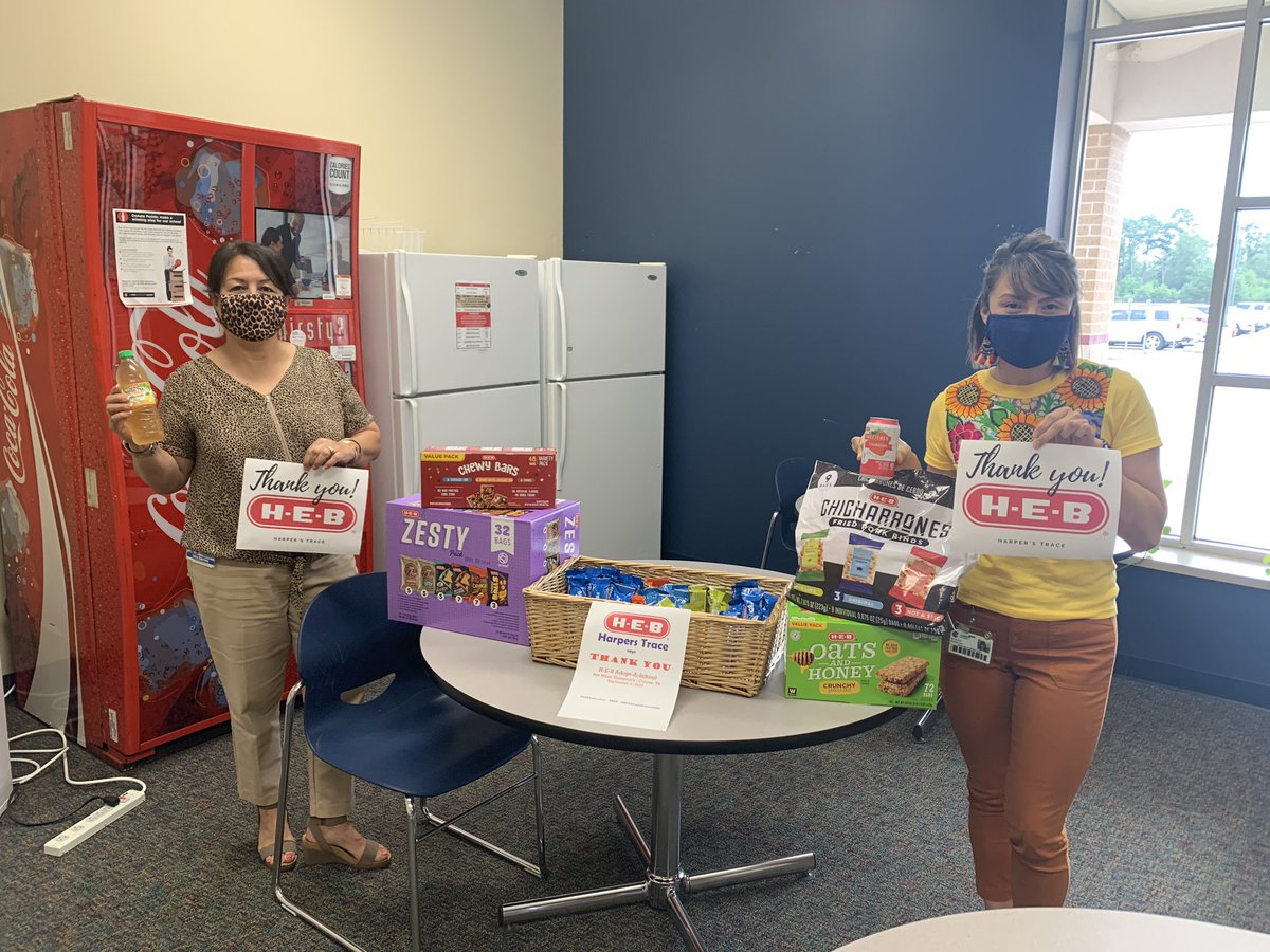 Thank you <a href="/HEB/">H-E-B</a> for adopting <a href="/MilamCISD/">Milam Elementary, Conroe ISD</a> and treating our teachers to some special snacks! Many smiles behind these masks! #HEBEDucation #HEB #HEBAdoptASchool2020