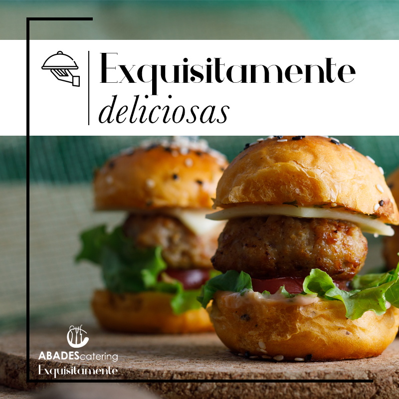 Deliciosas hamburguesitas en pequeño formato listas para comer de un bocado en nuestros eventos de catering. ¡Riquísimas! En Abades Catering disponemos de un protocolo higiénico sanitario que garantice al máximo la seguridad de todos los comensales.