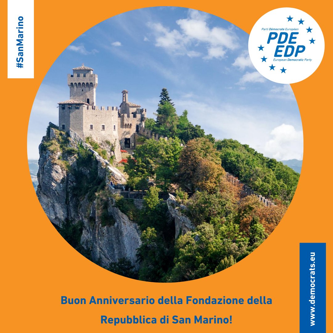 democrats_eu's tweet photo. 🇸🇲🇪🇺 Happy National Day to our members and friends in San Marino, @Rep_Futura, celebrating the anniversary of the foundation of #SanMarino in 301!

Buon Anniversario della Fondazione della Repubblica di San Marino!  

#NationalDay #EuropeanDemocrats https://t.co/9b0H0tVcPa