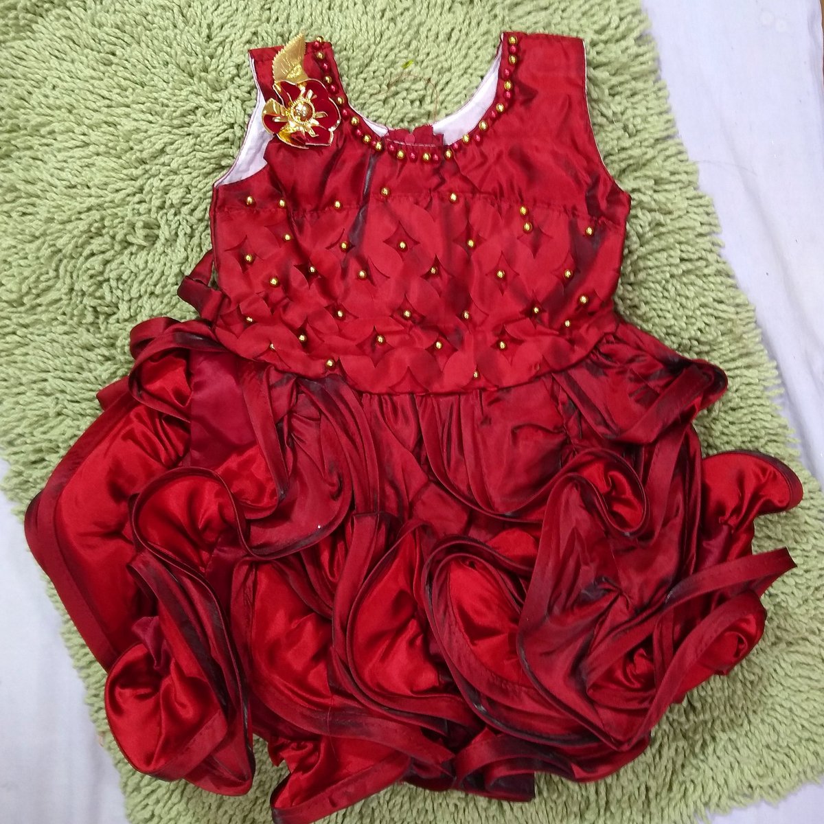 maroon colour baby frock