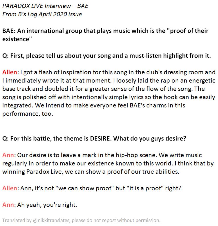 nikki translates on X: Paradox Live Team Interviews Ads (these are the  ones found at the bottom of interviews) BAE: High-quality sound headphones:  BAE-EB6455 This beat, played it is. cozmez: Raimentei Be