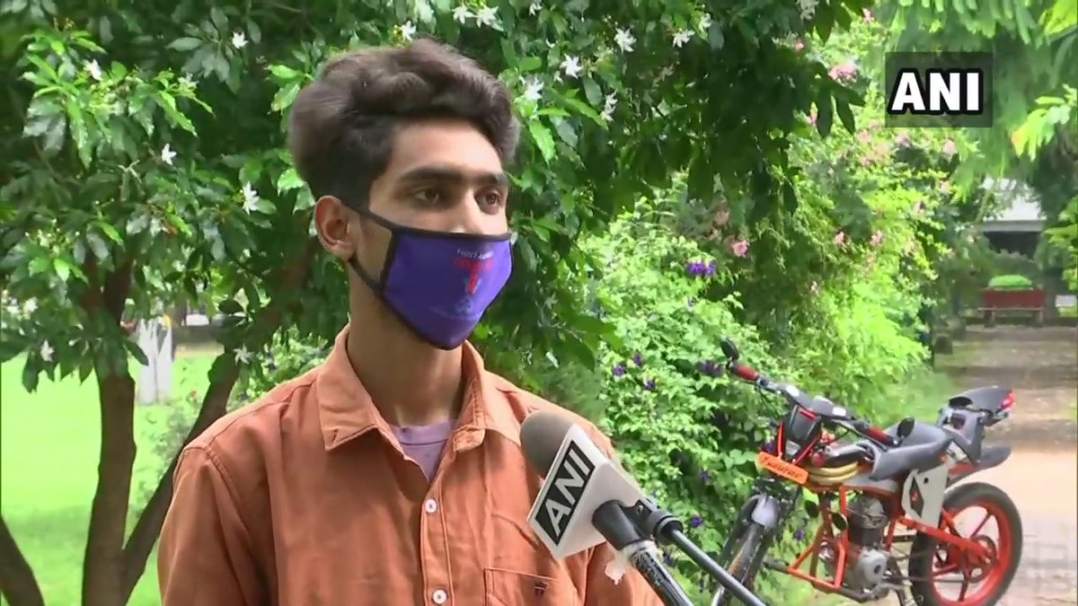 ANI's tweet photo. Chandigarh: A Class 10 student Gaurav has made a motorcycle using scrap material. He says,"I had made an electric bike using scrap material 3 years ago. But since it could not run at a very high speed, I've modified it now into a petrol motorcycle that can run up to 80kms/litre" https://t.co/bzN5SRDPur