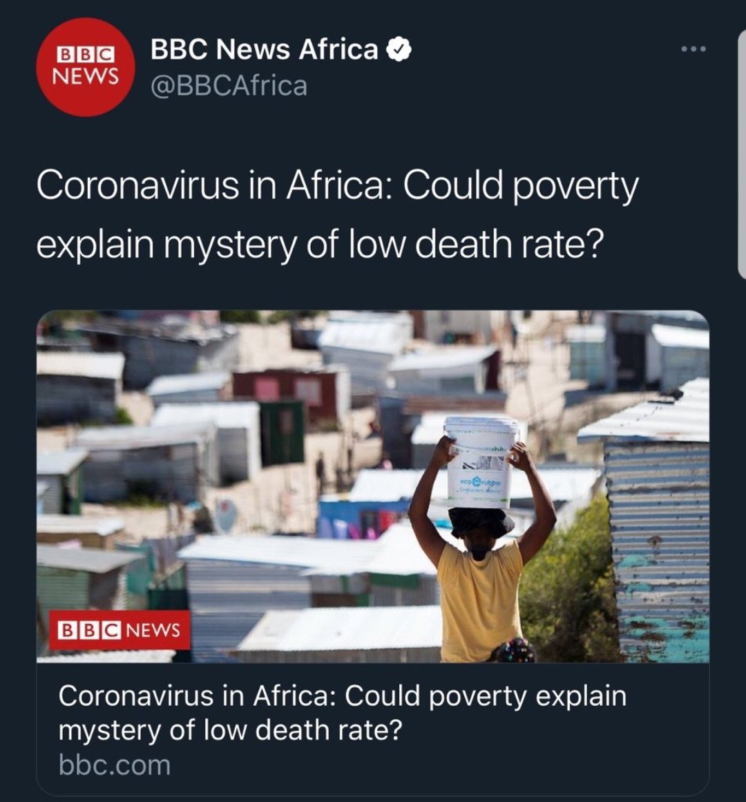 Now here we are! After a barrage of nonsensical headlines, off target predictions, etc, you're settling down to a hypothesis that poverty might explain the 'mystery' of low deaths! How desperate must you be to ignore evidence infront of you? I shd probably lower my expectations!