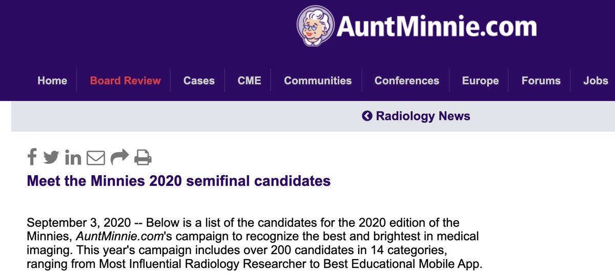 Pamela Johnson (@pamelajohnsonmd) on Twitter photo Congrats <a href="/HopkinsMedicine/">Johns Hopkins Medicine</a> <a href="/AuntMinnie/">AuntMinnie.com</a> semifinalists!
➡️ <a href="/Hopkins_Rad/">Johns Hopkins Radiology</a> <a href="/liljasolnes/">liljasol</a>: Best training program
➡️ <a href="/dyousem1/">David Yousem</a>: Most effective educator
➡️ <a href="/ctisus/">Elliot K Fishman / CTisus.com</a>: Best new app
➡️ <a href="/PaulYiMD/">Paul Yi</a> (a fellow!): Most influential researcher
➡️ Andrew Menard: Best rad admin
auntminnie.com/index.aspx?sec… Congrats <a href="/HopkinsMedicine/">Johns Hopkins Medicine</a> <a href="/AuntMinnie/">AuntMinnie.com</a> semifinalists!
➡️ <a href="/Hopkins_Rad/">Johns Hopkins Radiology</a> <a href="/liljasolnes/">liljasol</a>: Best training program
➡️ <a href="/dyousem1/">David Yousem</a>: Most effective educator
➡️ <a href="/ctisus/">Elliot K Fishman / CTisus.com</a>: Best new app
➡️ <a href="/PaulYiMD/">Paul Yi</a> (a fellow!): Most influential researcher
➡️ Andrew Menard: Best rad admin
auntminnie.com/index.aspx?sec…