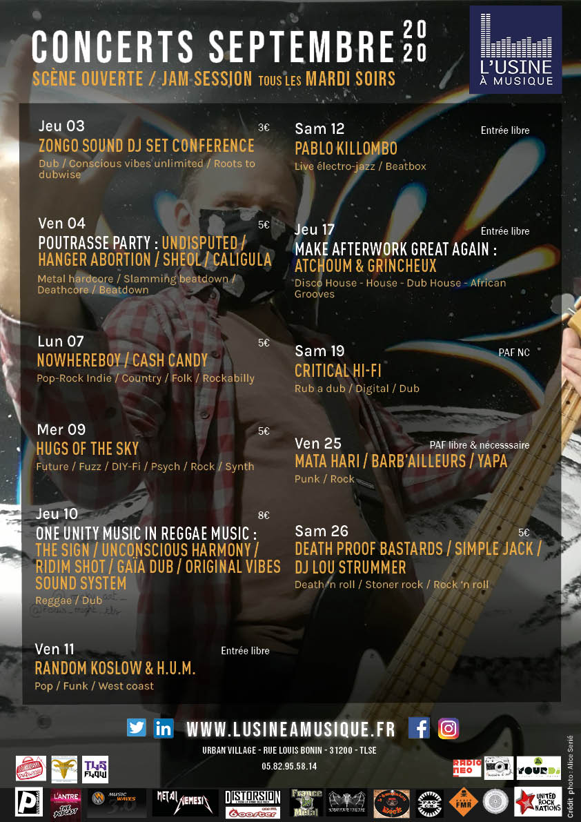 C'est la rentrée ... ? Alors on sort ! ;D 

#Toulouse #concerts #scènesouvertes #jamsession #DJ #show #occitanie #studiosderépétitions #écoledemusique #bar #exposition #sorties #partytime