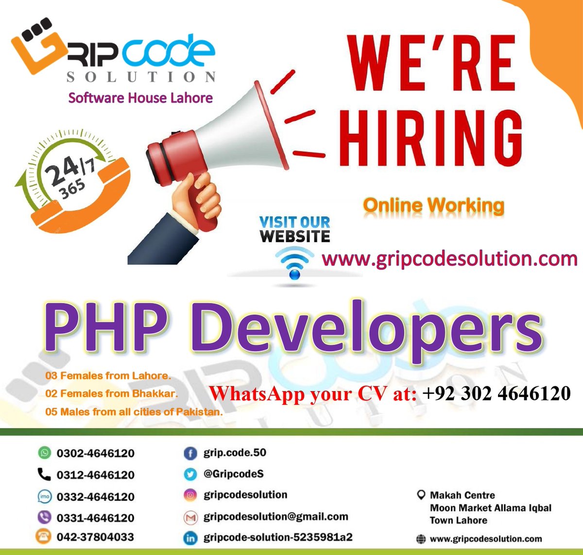 GripcodeS's tweet image. Gripcode Solution Software House Urgent Hiring "PHP Developers". Email your CV at "hr@gripocodesolution.com" OR
Visit our Website: gripcodesolution.com
WhatsApp your CVs at: 092 302 4646120