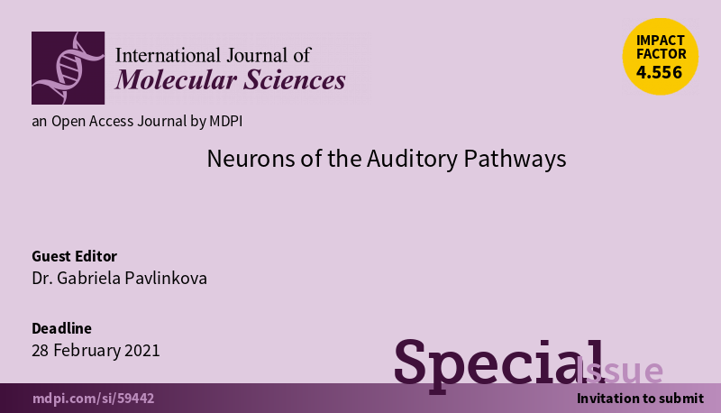Gabriela Pavlinkova is guest-editing a special issue of <a href="/IJMS_MDPI/">IJMS MDPI</a>. #neurons #auditorypathways