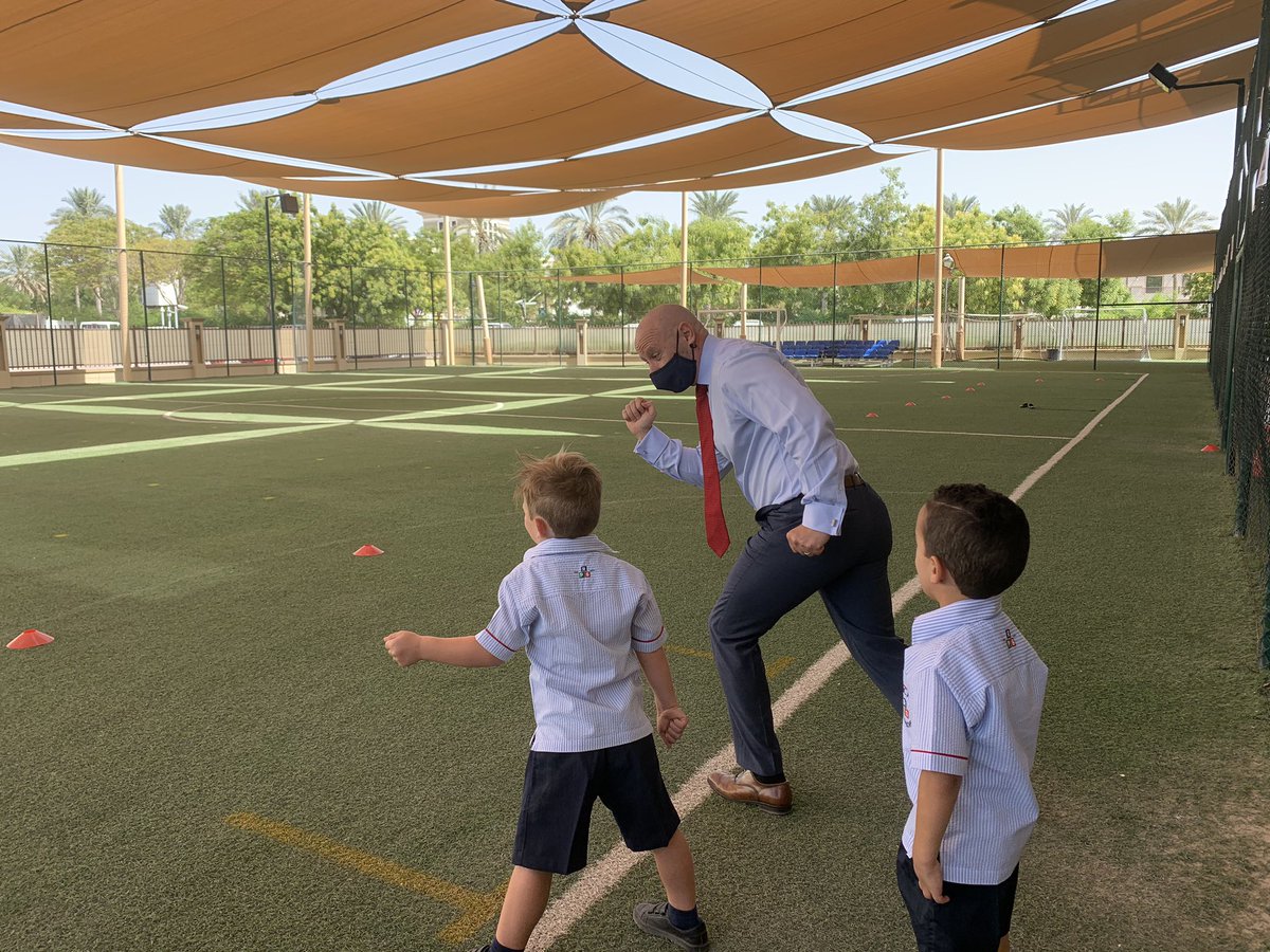 The #RPSFS2 Bumblesbees showing <a href="/RPS_Principal/">Julian Pederick | RPS Dubai</a> some of the social distanced playtime games they’ve created. Ready..steady..GO! #BackToSchool2020 <a href="/KHDA/">KHDA | هيئة المعرفة والتنمية البشرية بدبي</a>