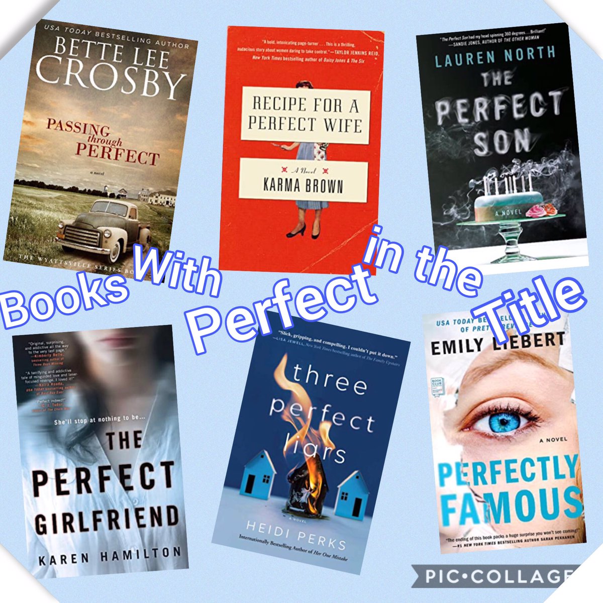 Each one of these books was TERRIFIC!!

Have you read any?

Can you add any?

All are reviewed on my blog - silversolara.blogspot.com

<a href="/BetteLeeCrosby/">Bette Lee Crosby</a> 
@KarmaKBrown 
<a href="/Lauren_C_North/">Lauren North</a> 
<a href="/KJHAuthor/">Karen Hamilton</a> 
<a href="/HeidiPerksBooks/">Heidi Perks</a> 
<a href="/EmilyLiebert/">Emily Liebert</a>