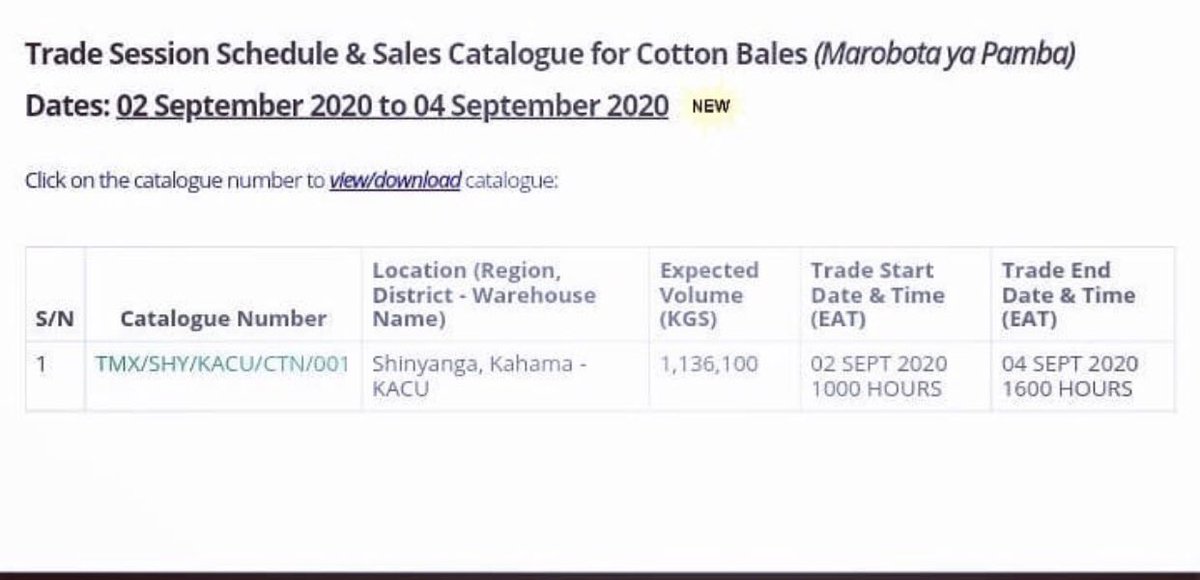 SCL_Commodities's tweet image. Sales catalogue for cotton bales 

Trading sessions @tmx_tz 02nd sept to 04th sept,2020