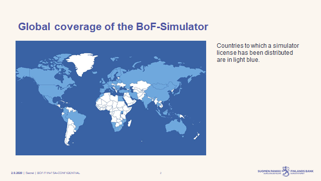 Kemppainen_Kari's tweet photo. The Bank of Finland Payment and Settlement System Simulator is widely used at the global level #BoFSimulator #payments #settlementsystems #FMI @SuomenPankki #BoFPSS2 #BoFPSS3 https://t.co/hjseZVqYPQ
