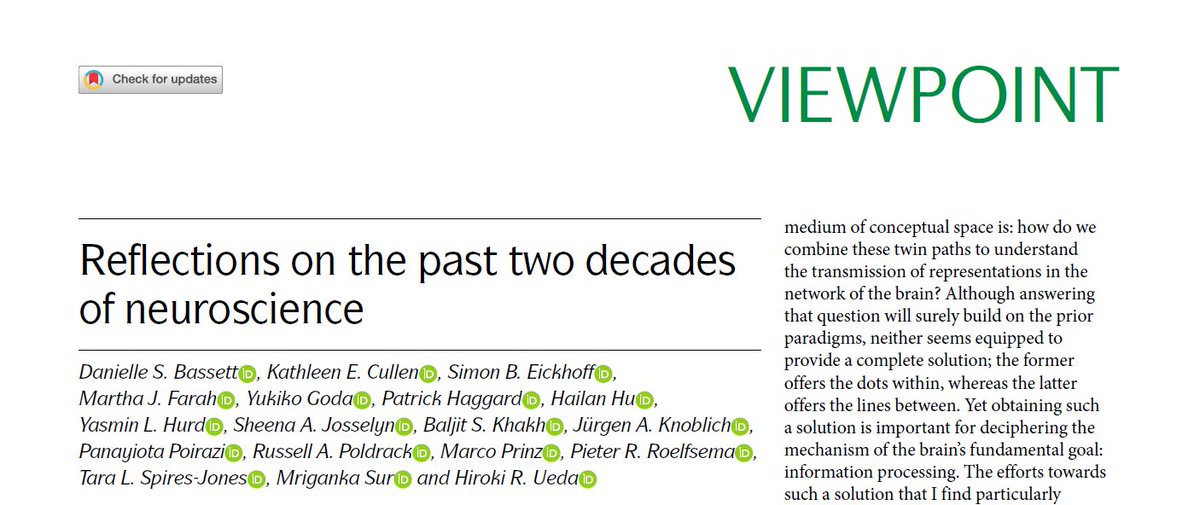 So what's new? i always hate that question. But when <a href="/NatRevNeurosci/">Nature Rev Neurosci</a> asks for my reflections on neuroscience to celebrate its 20th anniversary, I reflect. Here are said reflections from me and loads of wonderful neuroscientists. Interesting read! 
nature.com/articles/s4158…