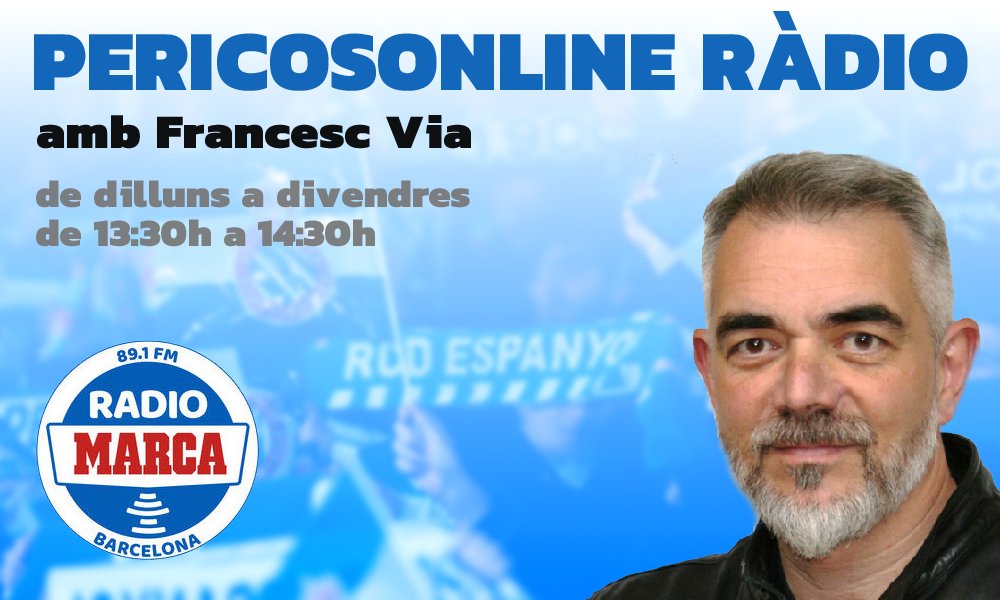 Comença ja <a href="/pericosonline/">PericosOnline</a> ràdio a <a href="/radiomarcabcn/">Radio Marca Barcelona. La Radio del Deporte ⚽</a>, amb tota l'actualitat del nostre RCD Espanyol. #RCDE bit.ly/2EU7ymi
