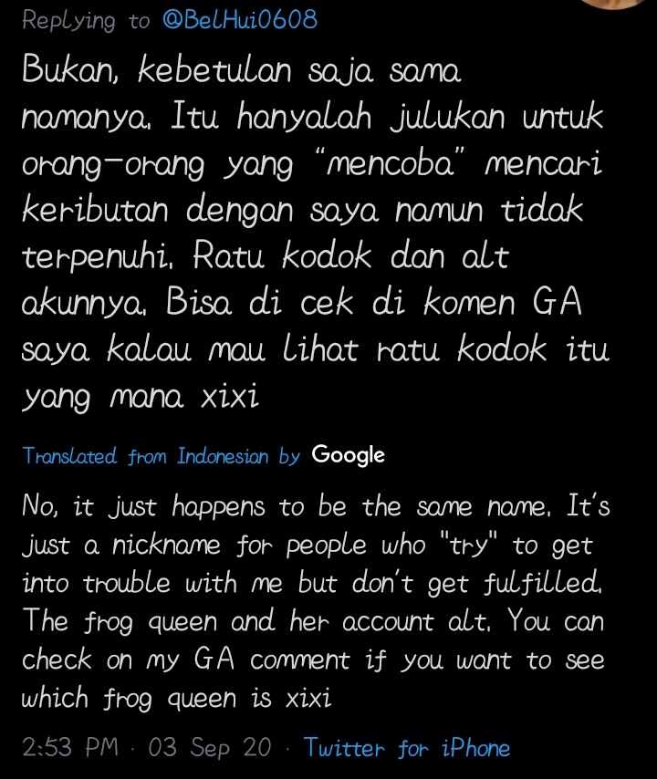 FFingFrog's tweet photo. @0Khang_Khang0 @Qroninth @EvnAQW @Fllns_ae Not gonna lie. This is one of the funniest thing I've ever read, though I don't really know much about Indonesia (?). But damn @EvnAQW really is a dumbhead thinking the acc used to "get in trouble with Evn" Is the same person😵☠️ https://t.co/5kIh5LfNU7