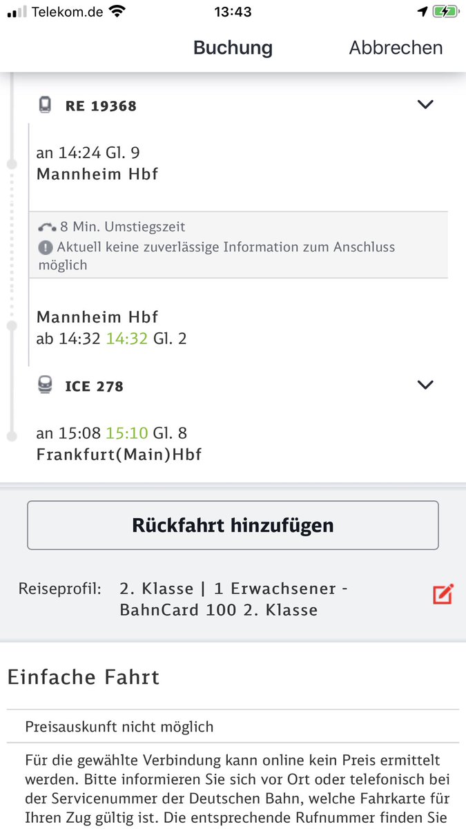 Vids_Mueller's tweet photo. @DB_Presse was ist los? Ich kann kein Bahn Ticket in der App kaufen! Keine Preisauskunft https://t.co/YFjJmuD3Hu