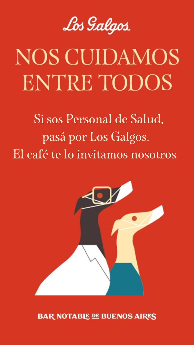 Desde hoy, en Los Galgos, si sos Personal de Salud, el café es gratis.