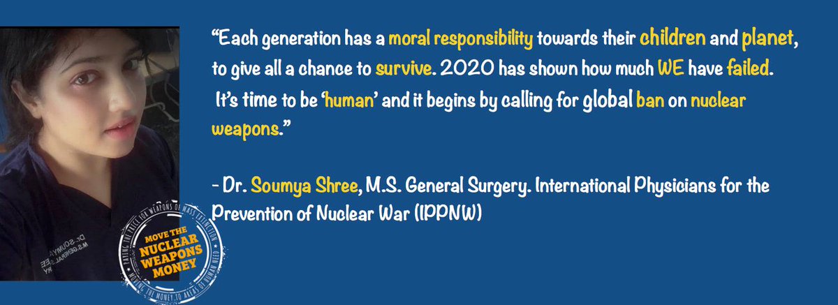 Dr. Soumya Shree from <a href="/IPPNW/">IPPNW</a> well points out that "each generation has a moral responsibility towards their #children and #planet."

Thank you for being our endorser.
