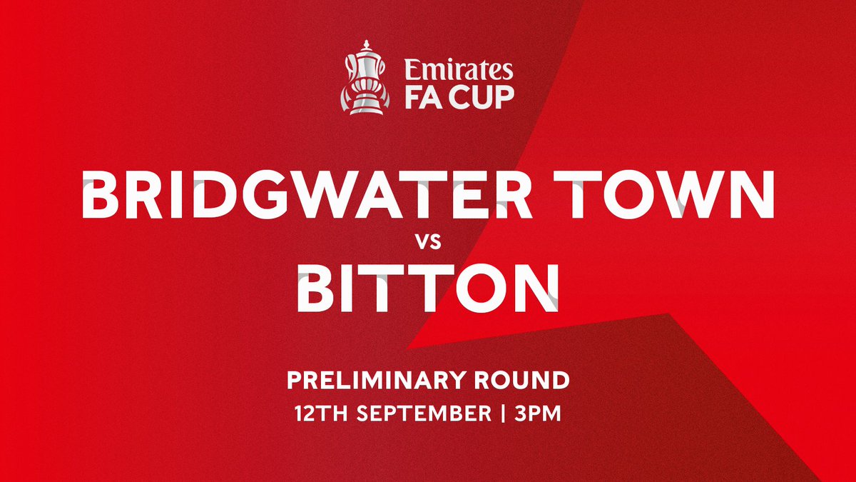 📅 | Confirmed: We will host @BittonAFC in the Preliminary Round of the Emirates FA Cup on Saturday 12th September, 3pm. #COB #PackThePark