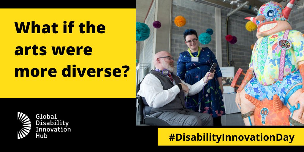 GDIHub's tweet photo. What if the arts were more diverse? 

On our 4th birthday, we’re asking ‘What if’ for Disability Innovation Day.

📢 Add your voice
📝 Tell your story 
💡 Share your ideas

Use #DisabilityInnovationDay to join the conversation. https://t.co/yVxIUjT7wx