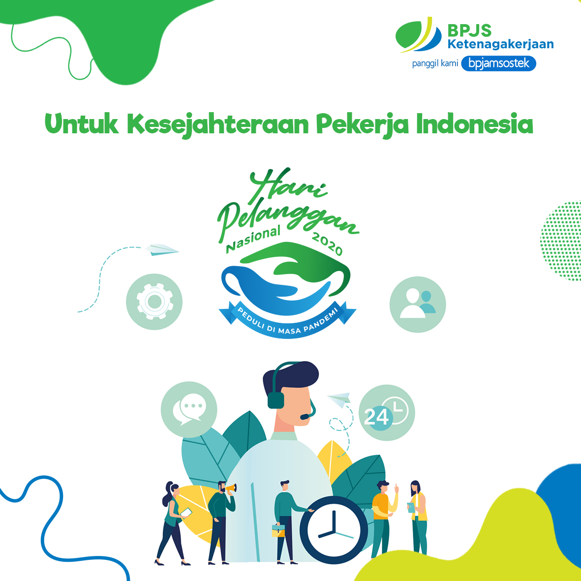 BPJSTKinfo's tweet photo. Selamat Hari Pelanggan Nasional 2020, demi Indonesia yang lebih Sejahtera!

Peringatan Hari Pelanggan Nasional menjadi momentum untuk selalu memberikan pelayanan terbaik bagi  kesejahteraan seluruh pekerja Indonesia. https://t.co/JE1ljQoYLl