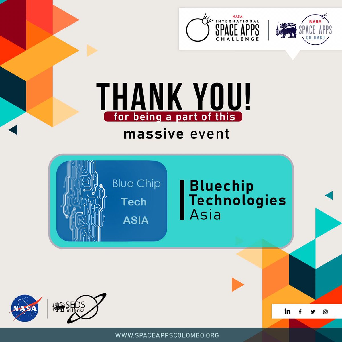 SpaceAppsLK's tweet image. Introducing one of our main sponsor, sponsoring the NASA Space Apps Colombo.

Bluechip Technologies Asia

bluechiptech.asia
bluechiptraining.biz

#seds #NASA  #nasaspaceappscolombo #sponsorship