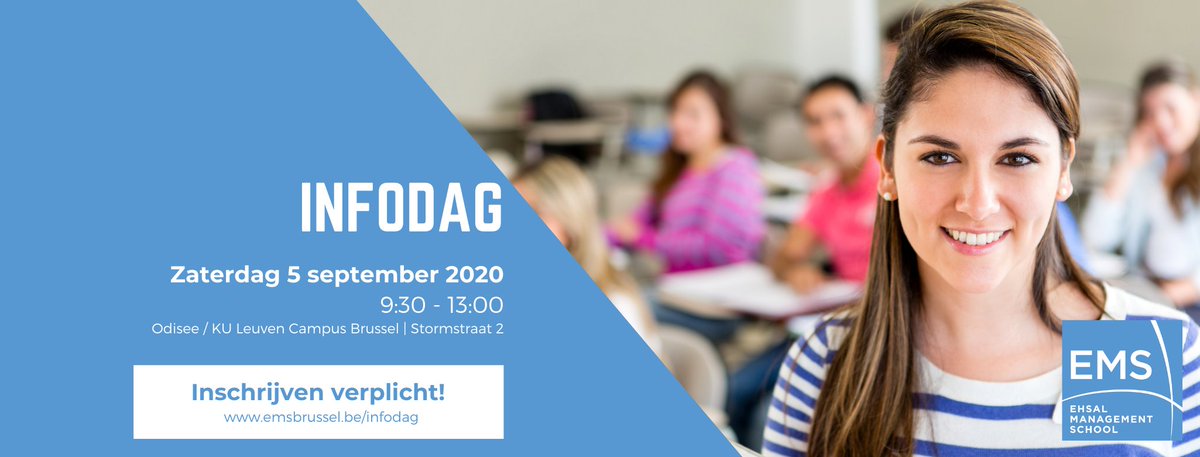 Twijfel je nog om een opleiding te volgen? Reserveer snel een van de laatste plaatsen voor de infosessies van onze opleidingen en stel zaterdag al je vragen! Heel graag tot dan!

Inschrijven via emsbrussel.be/infodag