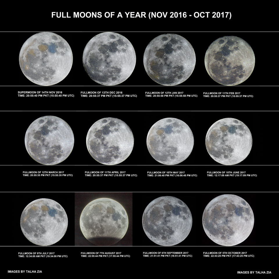 1/A 13-year-old- pupil of mine, time ago: <<How many different types of  #fullmoon are there?>>Me: <<The  #Moon itself does not change colors or sizes. Its changes in "appearance" are usually due to its position in relation to the  #Sun and  #Earth>> Img: A Year of Full Moons