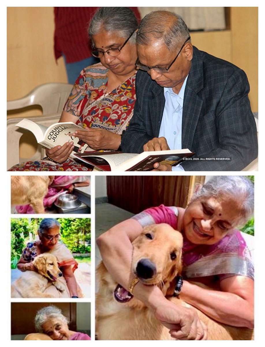 Sudha Murthy's hobbies comprises of voracious reading of about 200 to 250 pages daily, watching movies, spending time with her pet dog Gopi.[End of Thread]