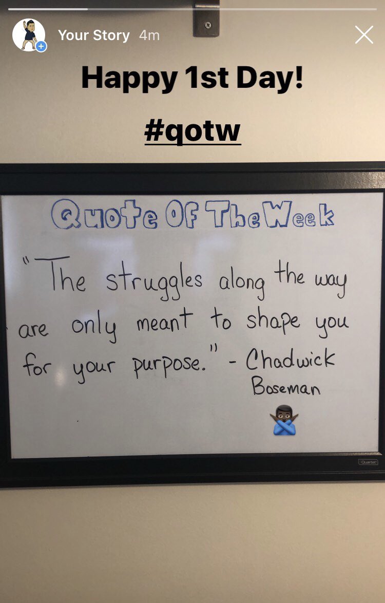 Happy 1st day! #qotw #cmsvirtualsuccess #ChadwickBoseman #RestInPower