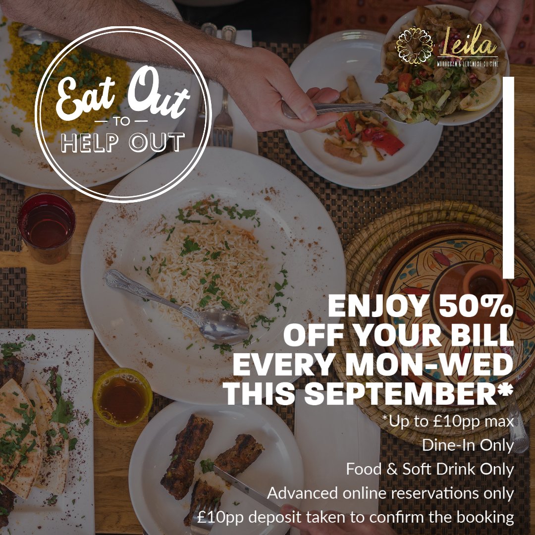 leilaealing's tweet photo. Keep Eating Out To Help Out this September at .@leilaealing 50% off food/up to ยฃ10pp off. Online Booking required, T&C apply Every Mon-Wed. https://t.co/Ejy1wj9cz0 #ealing #ealingcommon #foodie #foodlover #londonislovinit #dininginlondon .@FeelingEaling https://t.co/lwxF7ZGwyk