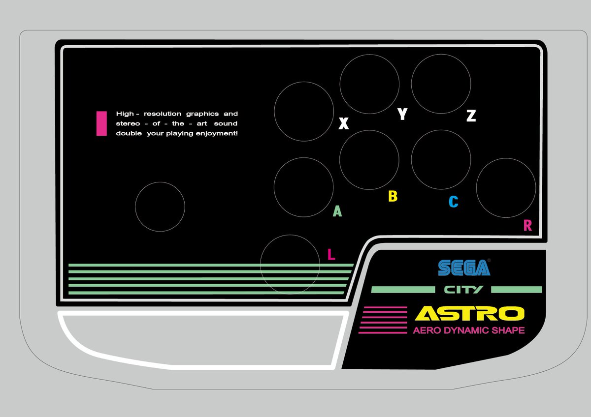 でんばやし メガドライブ アストロシティミニ専用アーケードスティックが発表されてアケコン界隈盛り上がってますがセガサターン専用 アケコン バーチャスティックをアストロシティ仕様にする天板イラストを作ったのでここに置いておきますね アストロ