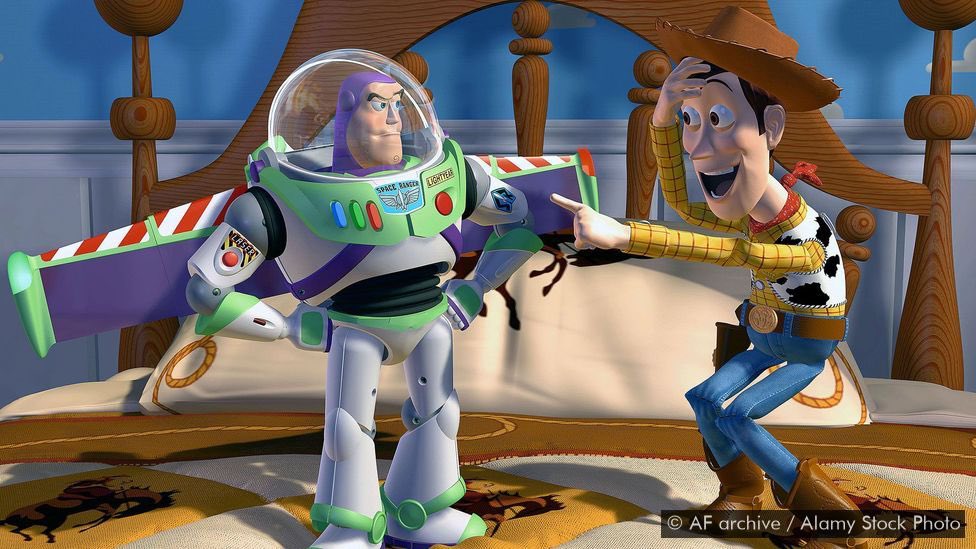 Buzz Lightyear is named after Buzz Aldrin. Comedy is made of the fact that Buzz believes he’s a real space ranger. This echoes how Aldrin etc were MKed into believing they went to the moon. It’s a trick & the cowboy can see through it. Because it’s absurd and stupid. 3/