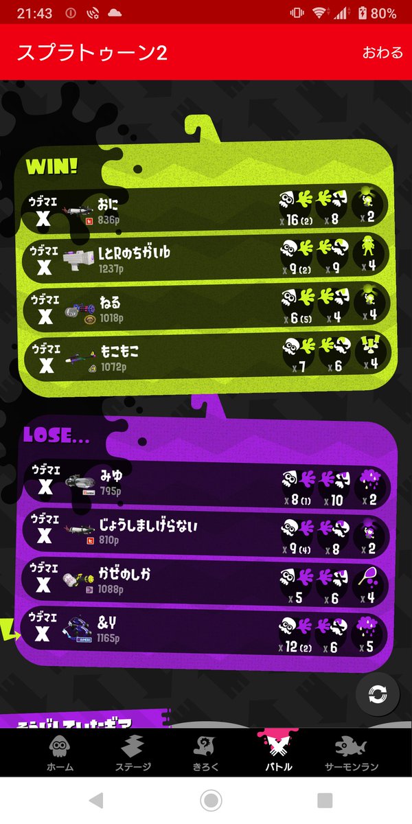 アン ドリュー ２人のヘイトかってキルしても勝てないから無理 射程ゲーか スプラトゥーン2