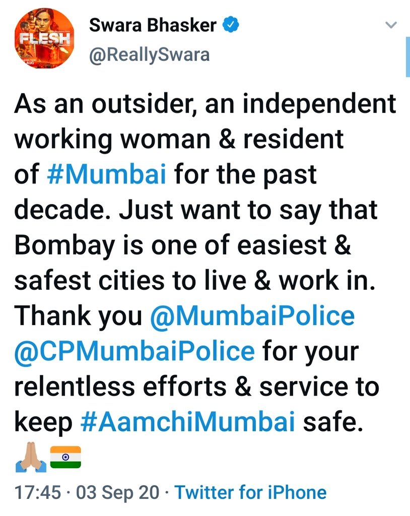 MrsGandhi's tweet photo. Pic 1: Swara Bhaskar on odd days.

Pic 2: @ReallySwara on even days!!

#AgendaOonchaRaheHamara
#MumbaiPolice https://t.co/GESiuEDSmV