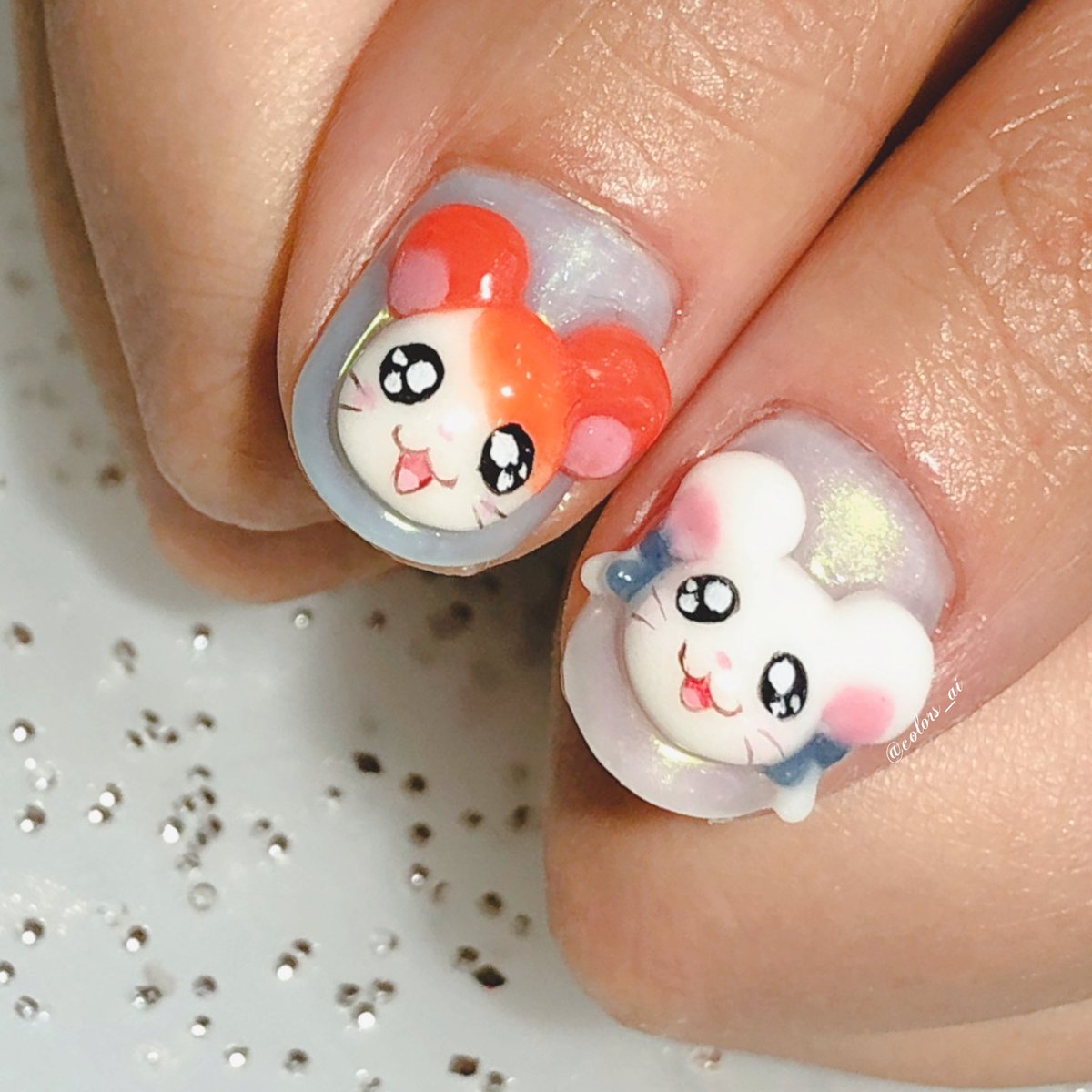 アイナナ お客様オーダー アイナナ万理さん痛ネイル スターギャラクシーにぷっくりアートかわ Color Sすずきあいのイラスト