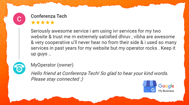 MyOperator's tweet photo. "Seriously awesome service i am using ivr services for my two website &amp; trust me m extremely satisfied dhruv , vibha are awesome &amp; very cooperative u’ll never hear no from their side &amp; i used so many services in past years for my website but my operator rocks . Keep it... 

(1/2) https://t.co/Wps2AkotrJ