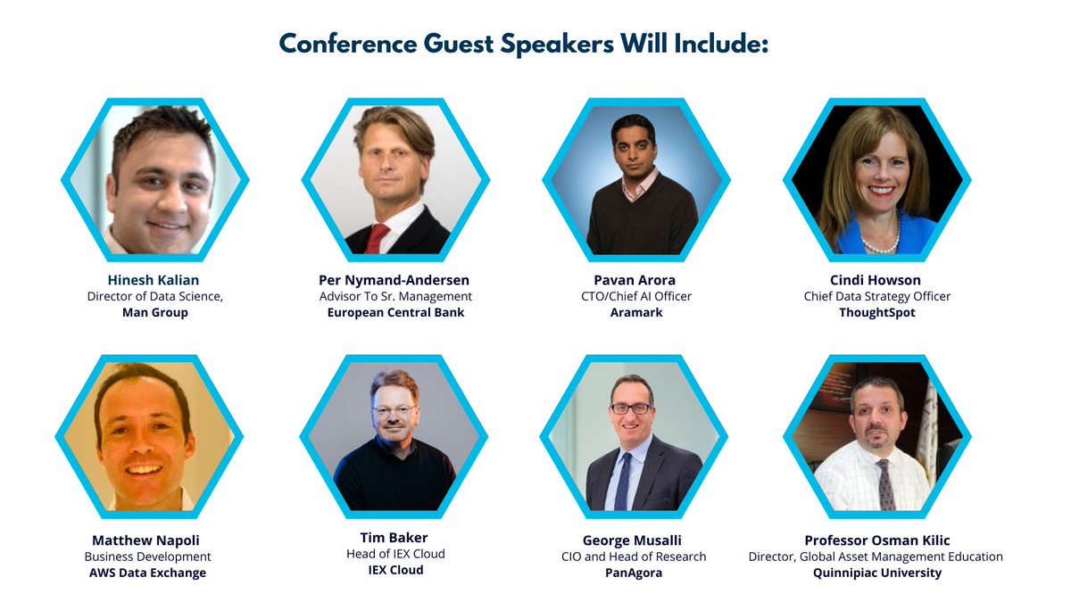 September 2020 Virtual Data Conference! REGISTER TODAY to discuss the most compelling issues. Click: hubs.ly/H0vyGzH0
Presenters include Hinesh Kalian, Per Nymand-Andersen, Pavan Arora, Cindi Howson, Matthew Napoli, Tim Baker, CFA, George Mussalli, Osman Kilic, and more.